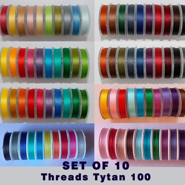 Set Threads Titanium Colorful Beaded Thread Tytan 100 Set of 10 Reels Beading Supplies Bead Accessories