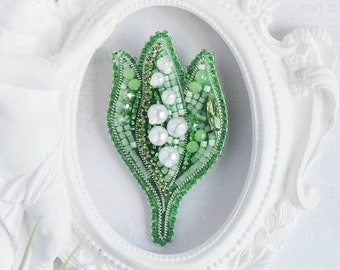 Kit de broches en perles de muguet à faire soi-même fleur, kit de fabrication de bijoux à bricoler soi-même, kit de démarrage de perles, cadeau fait main, broderie de perles, décoration
