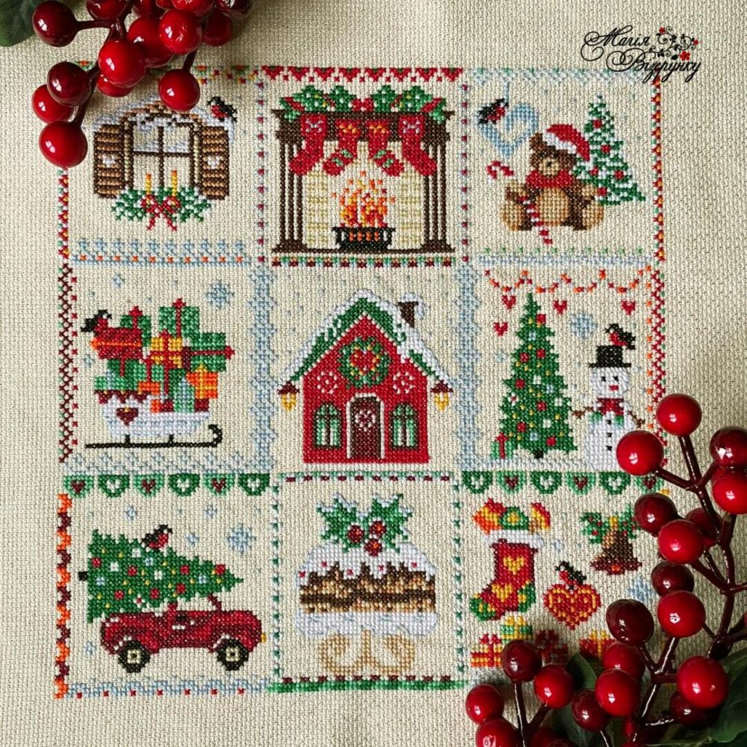 Christmas Sampler DIY Cross Stitch Kit Christmas Pattern DIY Picture ...
