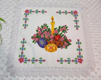 Servilleta de Pascua hecha a mano con cuentas, toalla bordada de Pascua ucraniana