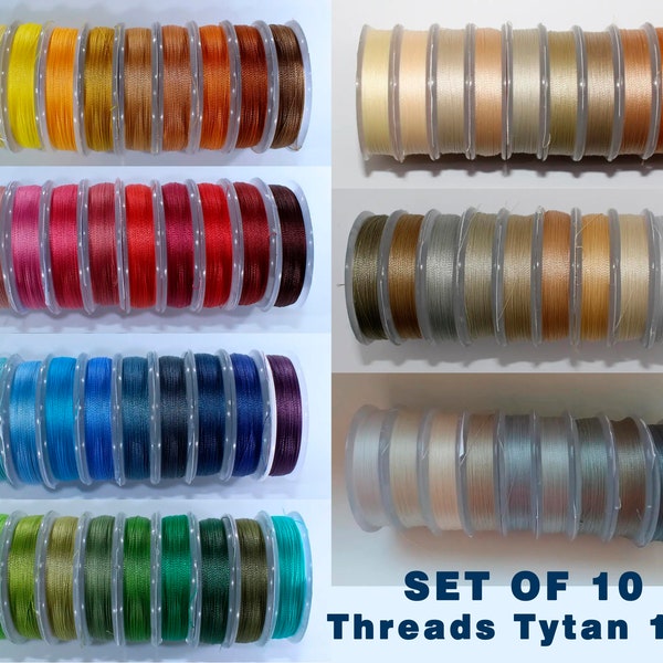 Set Threads Titanium Colorful Beaded Thread Tytan 100 Set of 10 Reels Beading Supplies Bead Accessories