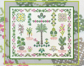 Tropical Plants DIY Cross Stitch Kit Flowers DIY Embroidery Starter Kit Handmade Gift