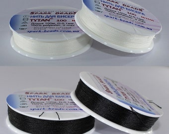 Thread Titanium White and Black Beaded Thread Tytan 100 Beading Supplies Bead Accessories