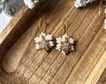 Aros de copo de nieve // Pendientes de arcilla polimérica