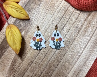 Fantasmas florales // Pendientes de arcilla polimérica // Pendientes de otoño