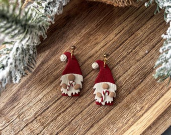 Gnomos navideños // Pendientes de arcilla polimérica