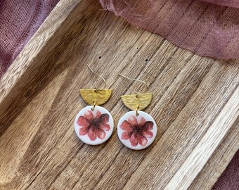 Pendientes colgantes florales // Pendientes de arcilla polimérica