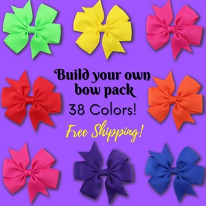 Build Your Own Pack of 10, 15 or 20 Bows, 3.5 Inch Hair Bow, Ribbon Hair Clip, Alligator Clip, Hair Accessory, Baby Bow, Toddler Hair Bow