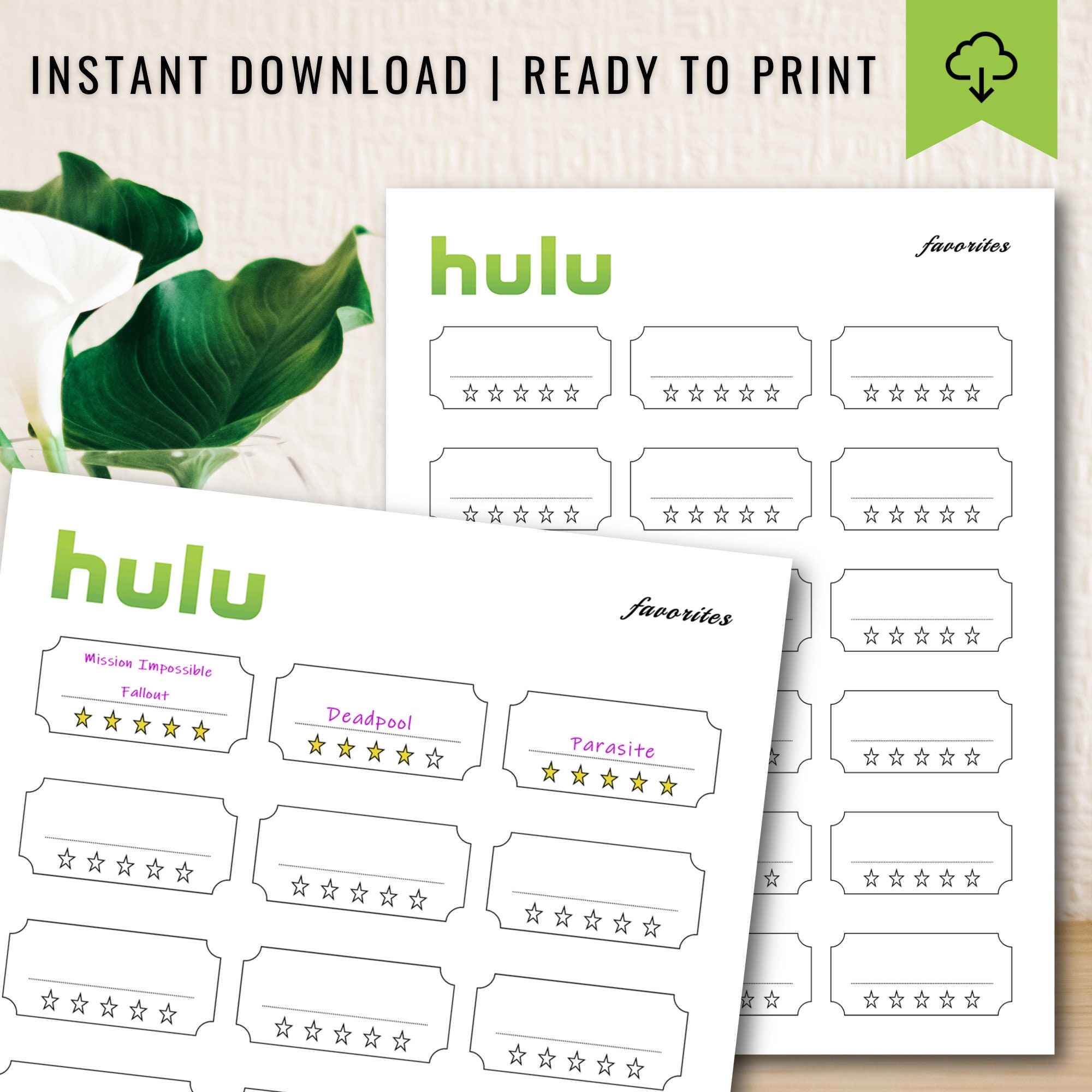 Printable Tracker for Hulu Shows Series Movies Series Wish - Etsy