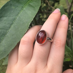 Handmade One of a Kind Sterling Silver and Amber Gemstone Ring