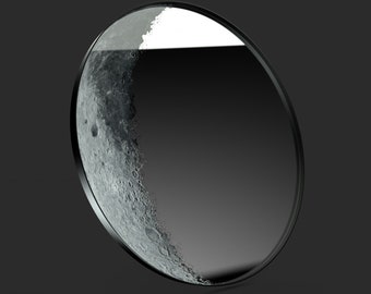 Découvrez la magie du cosmos avec My Space Mirror : une superbe oeuvre d'art mettant en vedette les détails complexes de la lune 31,5 po. (80 cm)