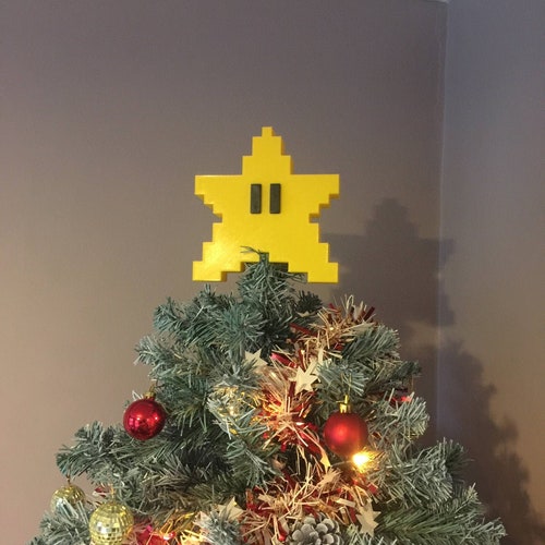 Super Mario Star Tree Topper Power Star Mario Star Retro Etsy