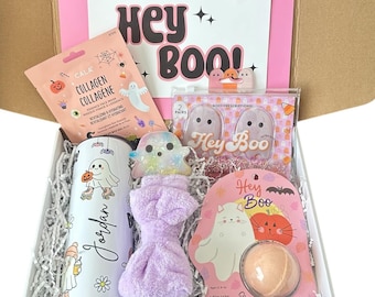 Halloween Self-Care Gift Box: Personalized Ghost Tumbler & Spa Goodies