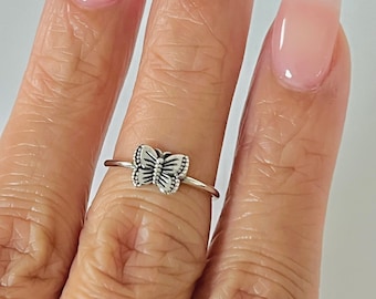 Sterling silver tiny butterfly ring, butterfly ring, silver butterfly ring, butterfly midi ring, silver midi ring, sterling silver butterfly