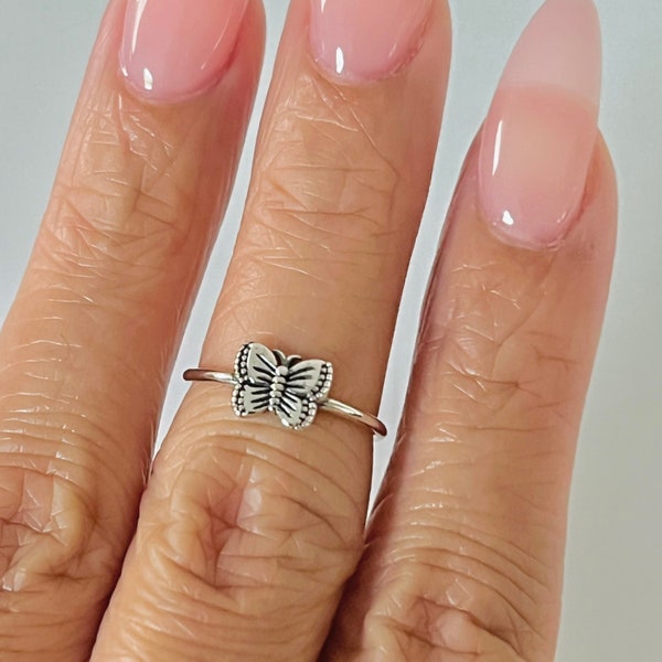 Sterling silver tiny butterfly ring, butterfly ring, silver butterfly ring, butterfly midi ring, silver midi ring, sterling silver butterfly