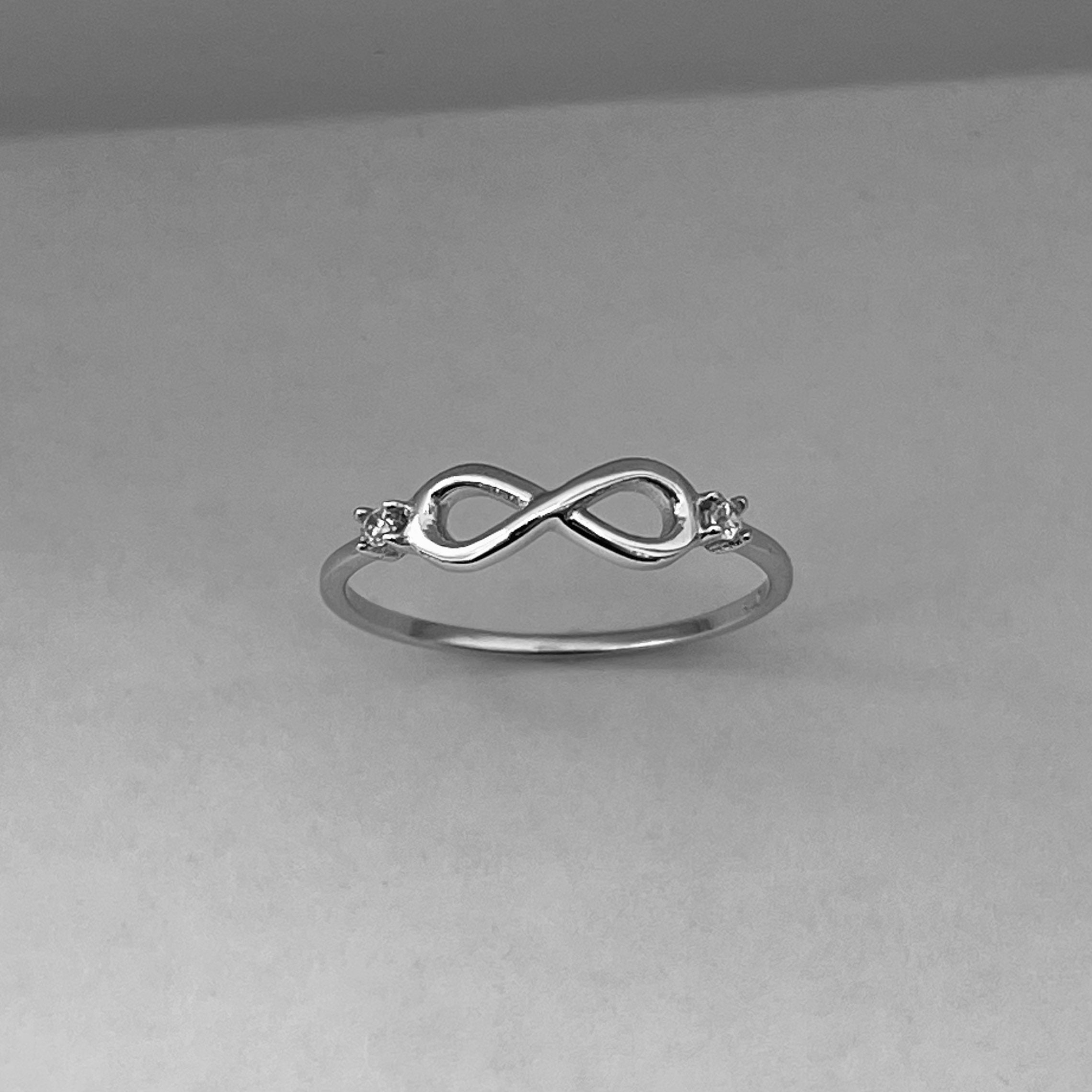 Sterling Silver Dainty Infinity Ring With Cz Stones, Infinity Ring ...