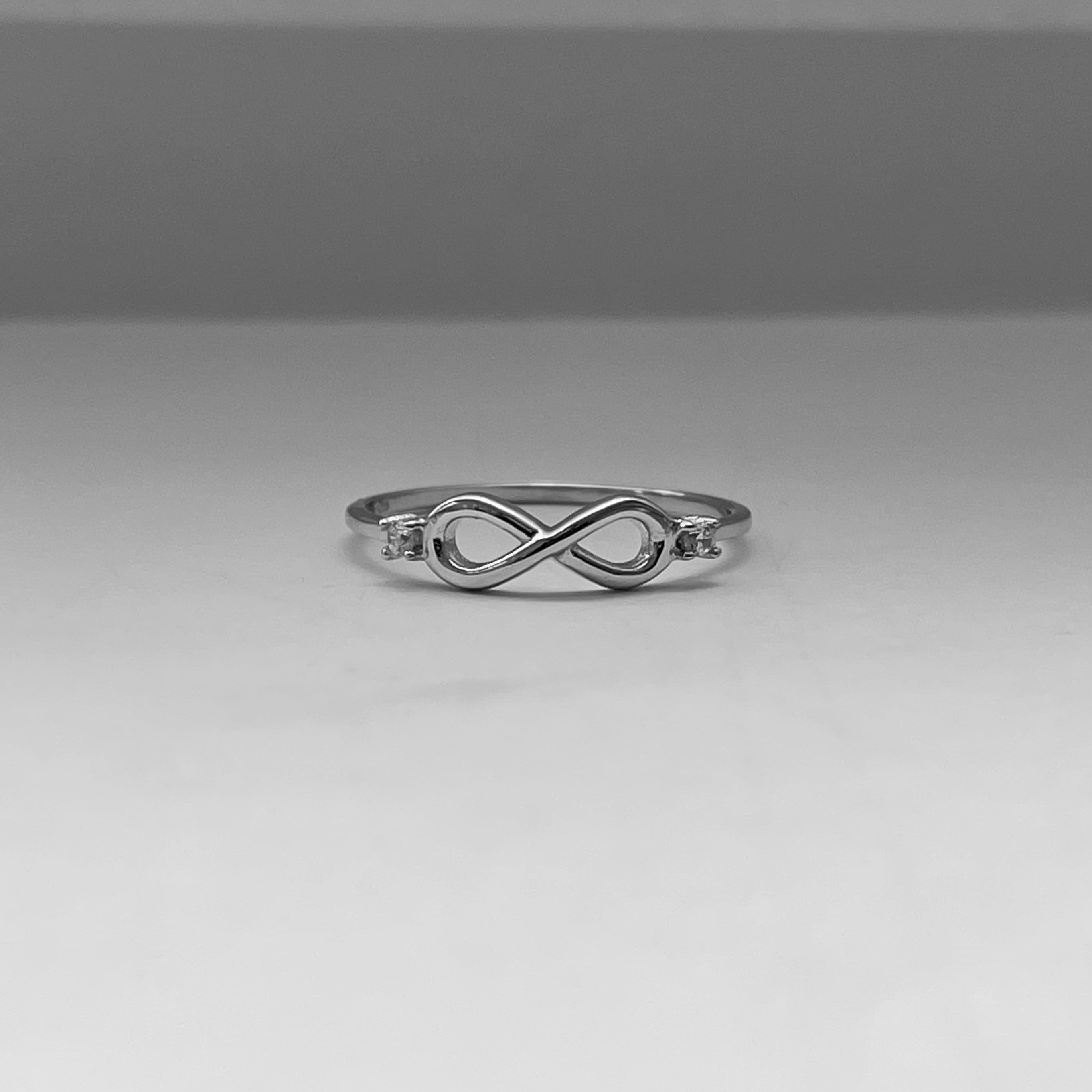 Sterling Silver Dainty Infinity Ring With Cz Stones, Infinity Ring ...