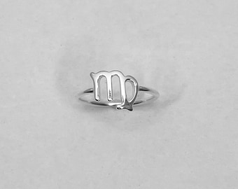 Anillo de Virgo de plata de ley, anillo del zodiaco, anillo de astrología, anillo del horóscopo, anillo de Virgo de plata, anillo del zodiaco de plata
