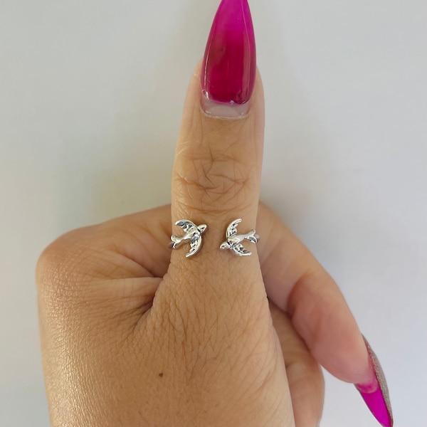 Sterling silver delicate sparrows ring, sparrows ring, silver sparrows ring, silver bird ring, bird ring