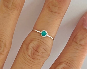 Sterling silver tiny turquoise ring, dainty turquoise ring, tiny turquoise ring, baby ring, turquoise midi ring, silver midi ring