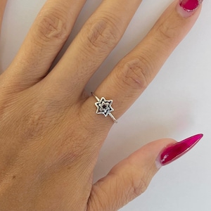 Anillo de estrella de plata esterlina, anillo de estrella doble, anillo de estrella de plata, anillo de plata, anillo de estrella