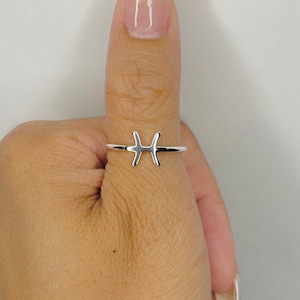 Sterling Silber Pisces Ring, Sternzeichen Ring, Astrologie Ring, Horoskop Ring, Silberring Pisces, Sternzeichen Ring