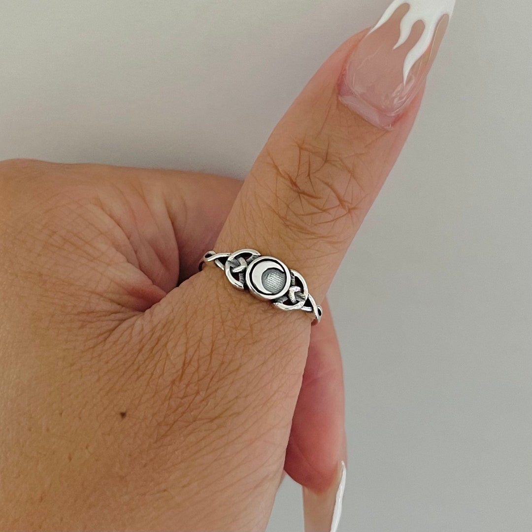 Sterling Silver Celtic Moon Ring, Celtic Ring, Moon Ring, Silver