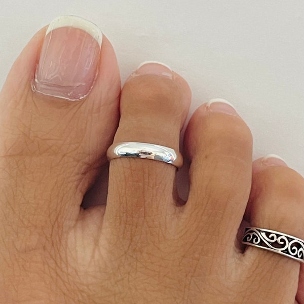 sterling silver 3mm plain band toe ring, plain band toe ring, plain band ring, silver band, silver band toe ring, silver toe ring