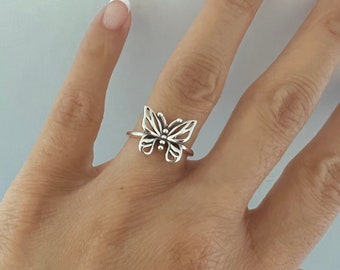 Anillo de mariposa de plata esterlina, anillo de mariposa de plata, anillo de plata, anillo de mariposa, anillo de mariposa delicado