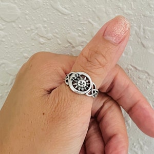 Sterling silver celtic moon and sun ring, sun ring, moon ring, sun and moon ring, celtic ring, silver sun ring, silver moon ring