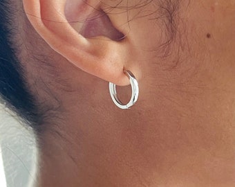Sterling silver 16mm huggie hoop earrings, hoop earrings, huggie hoop earrings, silver hoops, silver hoop earrings