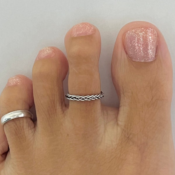 Sterling silver braided toe ring, braided toe ring, silver toe ring, silver midi ring, braided midi ring, silver braided midi ring