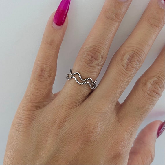 Sterling Silver Wavy Ring, Wave Ring, Silver Wavy Ring