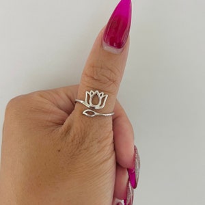 Sterling silver delicate lotus ring, lotus flower ring, lotus ring, silver lotus ring, flower ring, silver flower ring