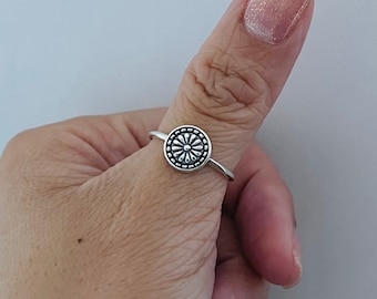 Sterling silver small mandala ring, silver mandala ring, dainty mandala ring, sterling silver mandala ring