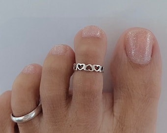 Anello per dita dei piedi a forma di cuore in argento sterling, anello per dita dei piedi a forma di cuore, anello midi a forma di cuore, anello per dita dei piedi in argento, anello midi in argento, anello a forma di cuore in argento, anello per dita dei piedi a forma di cuore in argento