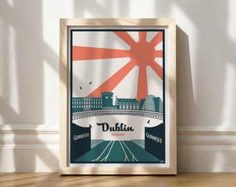 Dublin Travel Poster | Dublin Landmark Print | UK Travel Print Artwork