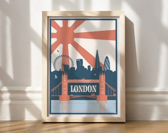 London Travel Poster | London Landmark Print | Souvenir | Travel Prints Designed and Printed in the UK |
