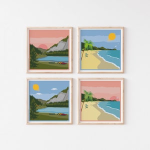 Set of 4 Travel Tiles | World Travel Prints UK | Recycled Paper | Gift Idea