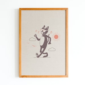 Cat Poster A5 | Vintage Cat Print | Walking Cat | Funny Cat Print | Cat lover Gift | Cat Owner Gift