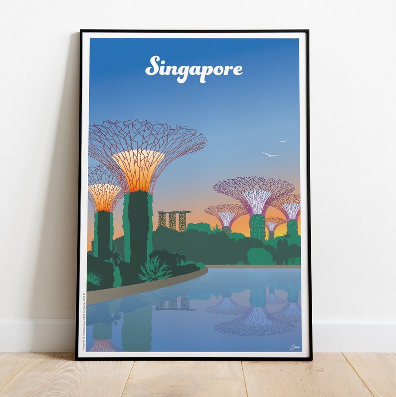 Personalised Travel Print Commission Custom Illustrations Bespoke Travel Posters UK Hanging Oak Poster Frame image 5