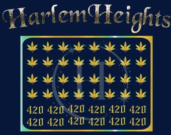 Marijuana Leaf Nail Stickers, Set #3, Nail Art Decals