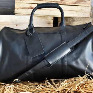 Anniversary weekender bag duffel men GROOMSMEN overnight bag full grain leather black duffle gym travel gift husband christmas bag overnight