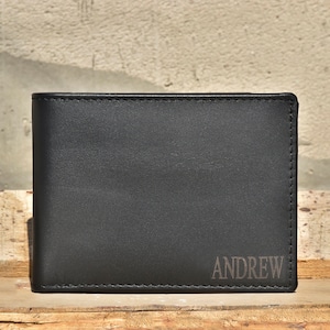Leather wallet personalized wallet men engraved wallet husband gift wedding wallet anniversary gift for men boyfriend black wallet groomsmen