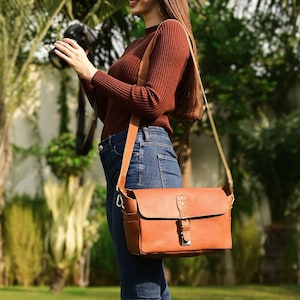 Camera bag leather camera bag personalized bag gift for DSLR cameras mirrorless SONY NIKON leather messenger bags handmade gifts for him her