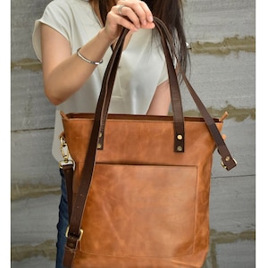 Leather tote bag purse for women shoulder bag large leather work tote bag laptop bag christmas gift for her wife bag travel everyday shopper