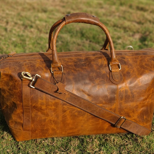 Leather duffel bag men leather weekender shops overnight bag leather gym bags holdall weekend bag travel bag for men vacation Christmas duffle bag