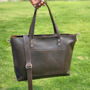 handmade Leather tote bags for women work bags laptop tote bag large leather purse shoulder bag brown tote Personalized travel bag gifts her