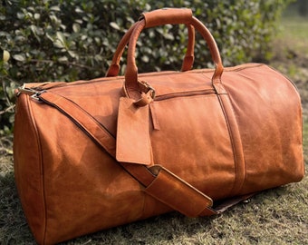 Fathers day gift duffle bag leather gift for dad him leather weekender bag duffel men travel bag personalised bag large duffel overnight bag