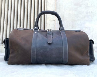 Leather Duffel Groomsmen gift Bag Men weekender bag large travel Overnight vacation bag Anniversary gym gift oversized duffles man boyfriend